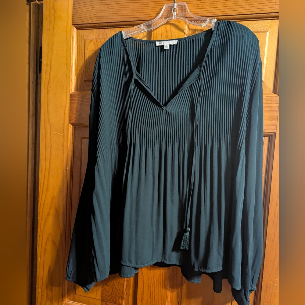 DR2 Teal Pleated Tunic Top